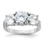Three-Stone Round Cubic Zirconia Engagement Ring in Sterling Silver, 3mm, Size 6–8 - Sophia Jewelers