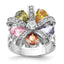 Sterling Silver Polished Multi-color CZ Floral Ring
