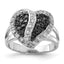 Black & Clear Cubic Zirconia Heart Ring in Sterling Silver, Size 6–7 - Sophia Jewelers