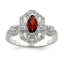 Sterling Silver Rhodium-plated Dark Red Marquise CZ Ring