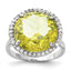 Sterling Silver Polished Light Green & Clear CZ Halo Circle Ring