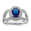 Sterling Silver Rhodium-plated Dark Blue Glass and CZ Ring