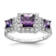 Sterling Silver Rhodium-plated Purple Square CZ Ring