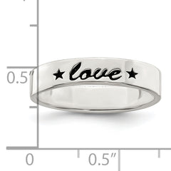 Sterling Silver Antiqued & Polished Love Ring
