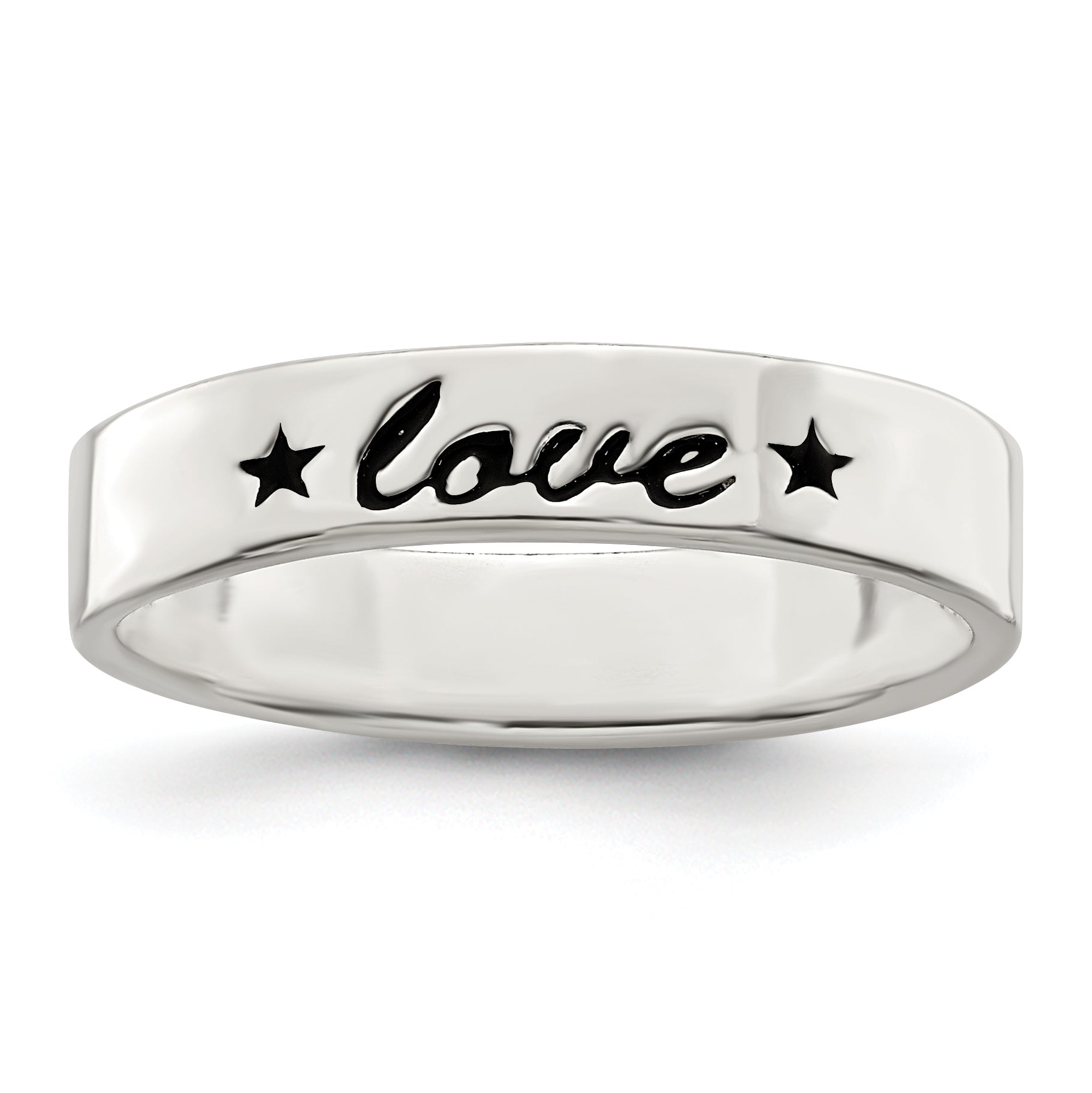 Sterling Silver Antiqued & Polished Love Ring