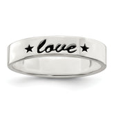 Sterling Silver Antiqued & Polished Love Ring