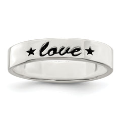 Sterling Silver Antiqued & Polished Love Ring