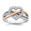 Sterling Silver and Vermeil Polished Cubic Zirconi Heart Ring