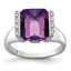 Checker-Cut Amethyst & Diamond Ring in Sterling Silver, 11x9mm (0.04 ct. tw.) - Sophia Jewelers