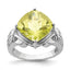 Sterling Silver Rhodium Checker-Cut Lemon Quartz Ring