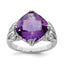 Pointed Corners Checker-Cut Amethyst Ring in Sterling Silver, Size 7–9 - Sophia Jewelers