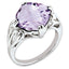 Sterling Silver Rhodium-plated Checker-Cut Pink Quartz Ring