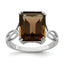 Sterling Silver Rhodium Smoky Quartz Ring, Size 5–10 - Sophia Jewelers