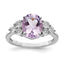 Sterling Silver Rhodium Diam. & Pink Quartz Ring