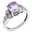 Sterling Silver Rhodium-plated Oval Diamond & Pink Quartz Ring