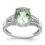 Sterling Silver Rhodium Diam. & Green Quartz Ring - Sophia Jewelers