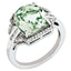 Sterling Silver Rhodium-plated Diamond & Checker-Cut Green Quartz Ring - Sophia Jewelers