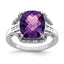Checker-Cut Amethyst & Diamond Ring in Sterling Silver (0.19 ct. tw.), Size 7 - Sophia Jewelers