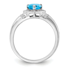 Sterling Silver Rhodium Blue Topaz & Diam. Ring