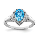 Sterling Silver Rhodium Blue Topaz & Diam. Ring