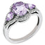 Sterling Silver Rhodium-plated Oval Diamond & Pink Quartz Ring
