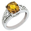 Diamond & Whiskey Quartz Ring in Sterling Silver (0.12 ct. tw.), Size 7 - Sophia Jewelers