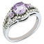 Sterling Silver Rhodium-plated Diamond & Pink Quartz Ring