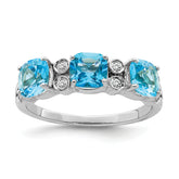 Sterling Silver Rhodium Blue Topaz & Diam. Ring