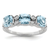 Sterling Silver Rhodium Diam. & Sky Blue Topaz Ring