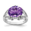 Oval Amethyst & Diamond Ring in Sterling Silver (0.1 ct. tw.), Size 7 - Sophia Jewelers