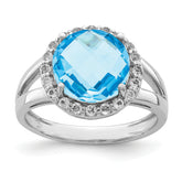 Sterling Silver Rhodium Blue & White Topaz Ring