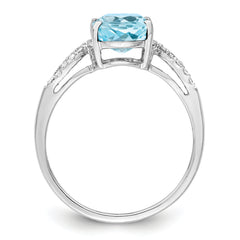 Sterling Silver Rhodium Sky Blue Topaz & Diam. Ring
