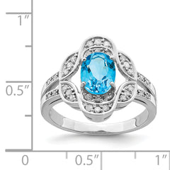 Sterling Silver Rhodium Blue Topaz & Diam. Ring