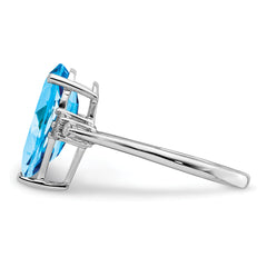 Sterling Silver Rhodium Blue Topaz & Diam. Ring