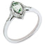 Sterling Silver Rhodium-plated Green Quartz & Diamond Ring