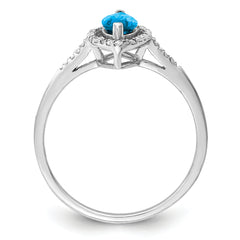 Sterling Silver Rhodium Blue Topaz & Diam. Ring