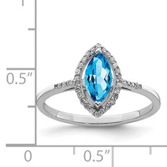 Sterling Silver Rhodium Blue Topaz & Diam. Ring