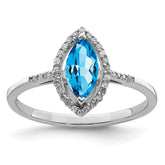 Sterling Silver Rhodium Blue Topaz & Diam. Ring