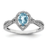 Sterling Silver Rhodium Diam. & Sky Blue Topaz Ring