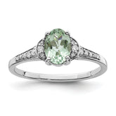 Sterling Silver Rhodium Green Quartz & Diam. Ring