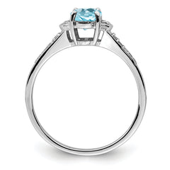 Sterling Silver Rhodium Diam. & Sky Blue Topaz Ring