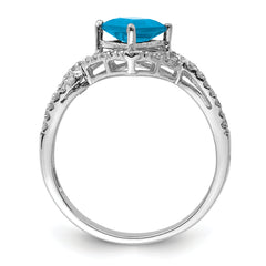 Sterling Silver Rhodium Blue Topaz & Diam. Ring