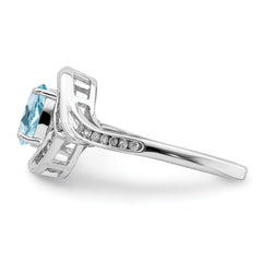 Sterling Silver Rhodium Diam. & Sky Blue Topaz Ring