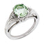 Sterling Silver Rhodium-plated Oval Green Quartz & Diamond Ring
