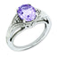 Oval Pink Quartz & Diamond Ring in Sterling Silver (0.06 ct. tw.), Size 7 - Sophia Jewelers