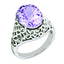 Oval Checker-Cut Pink Quartz Ring in Sterling Silver, Size 7 - Sophia Jewelers