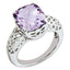 Sterling Silver Rhodium-plated Checker-Cut Pink Quartz Ring