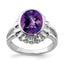 Sterling Silver Rhodium-plated Oval Checker-Cut Amethyst Ring
