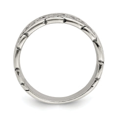 Sterling Silver Fancy Antiqued Band