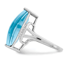 Sterling Silver Rhodium Sky Blue Topaz & Diam. Ring